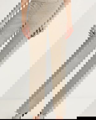 BOSS pantaloni de lână culoarea gri, drept, medium waist, 50542004