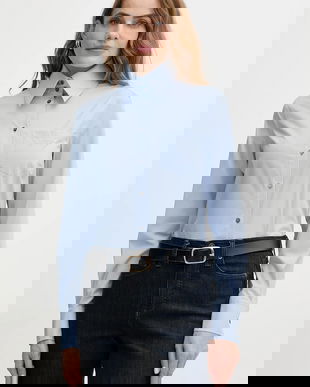 Karl Lagerfeld cămașă din amestec de bumbac culoarea alb, cu guler clasic, regular, A4W11038