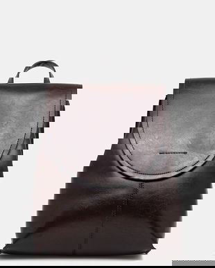 Answear.LAB ghiozdan de piele culoarea bordo, mic, neted