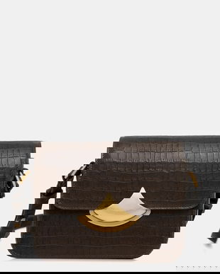 Sessun poșetă de piele culoarea maro, 25102003