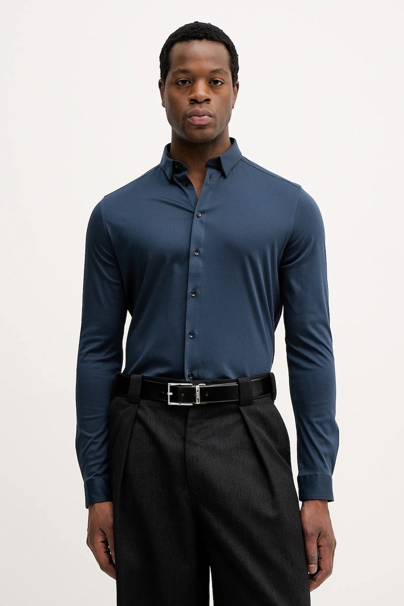 Mos Mosh cămașă din bumbac MARCO culoarea negru, cu guler button-down, regular, 500940