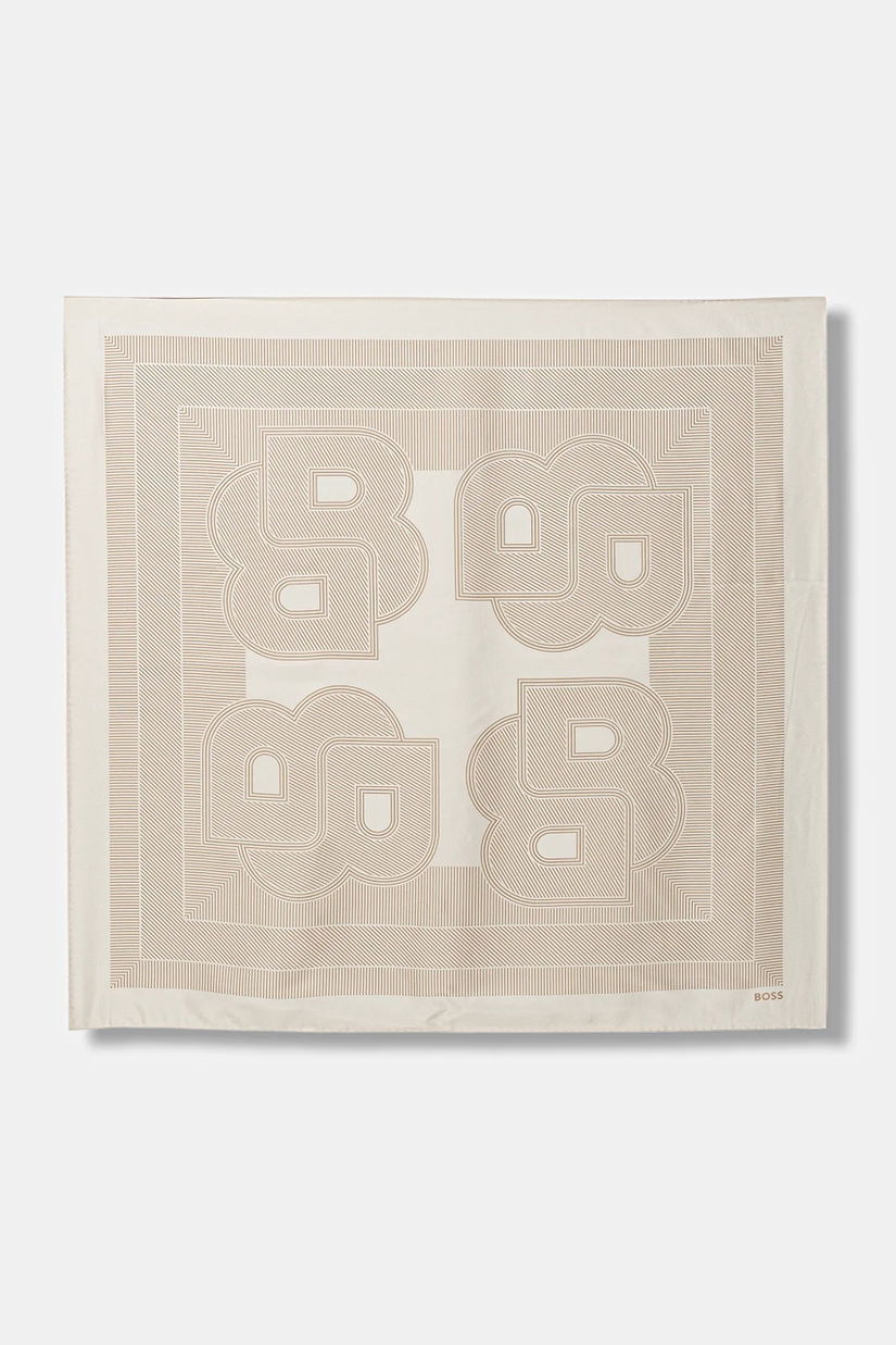 BOSS eșarfă de mătase culoarea galben, cu imprimeu, 50536118