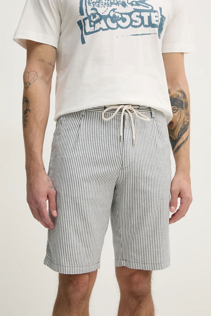 Joop! pantaloni scurți din amestec de in bărbați, culoarea alb, 30046558