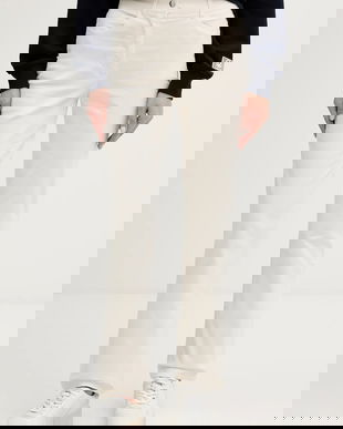 Sisley pantaloni de catifea cord culoarea gri, drept, high waist, 46C2LE02W