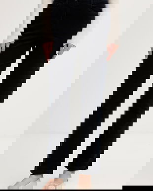 Sisley pantaloni de catifea cord culoarea gri, drept, high waist, 46C2LE02W