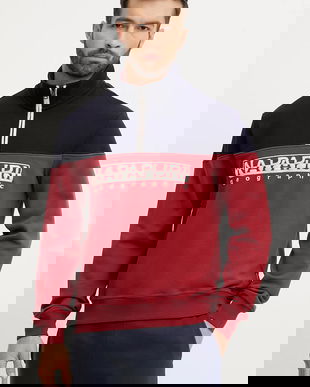 Napapijri hanorac de bumbac B-Saturnia barbati, culoarea albastru marin, cu imprimeu, NP0A4ICHR1E1