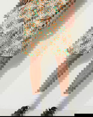 Drôle de Monsieur pantaloni scurți din in Le Short Jeu de Cartes culoarea portocaliu, D-BS138-LI002-PC