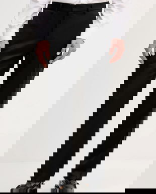 BOSS pantaloni de lână culoarea gri, drept, 50469183