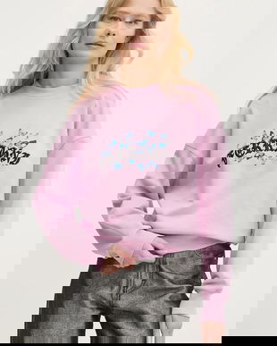 Chiara Ferragni hanorac de bumbac femei, culoarea violet, cu imprimeu, 77CBIK08