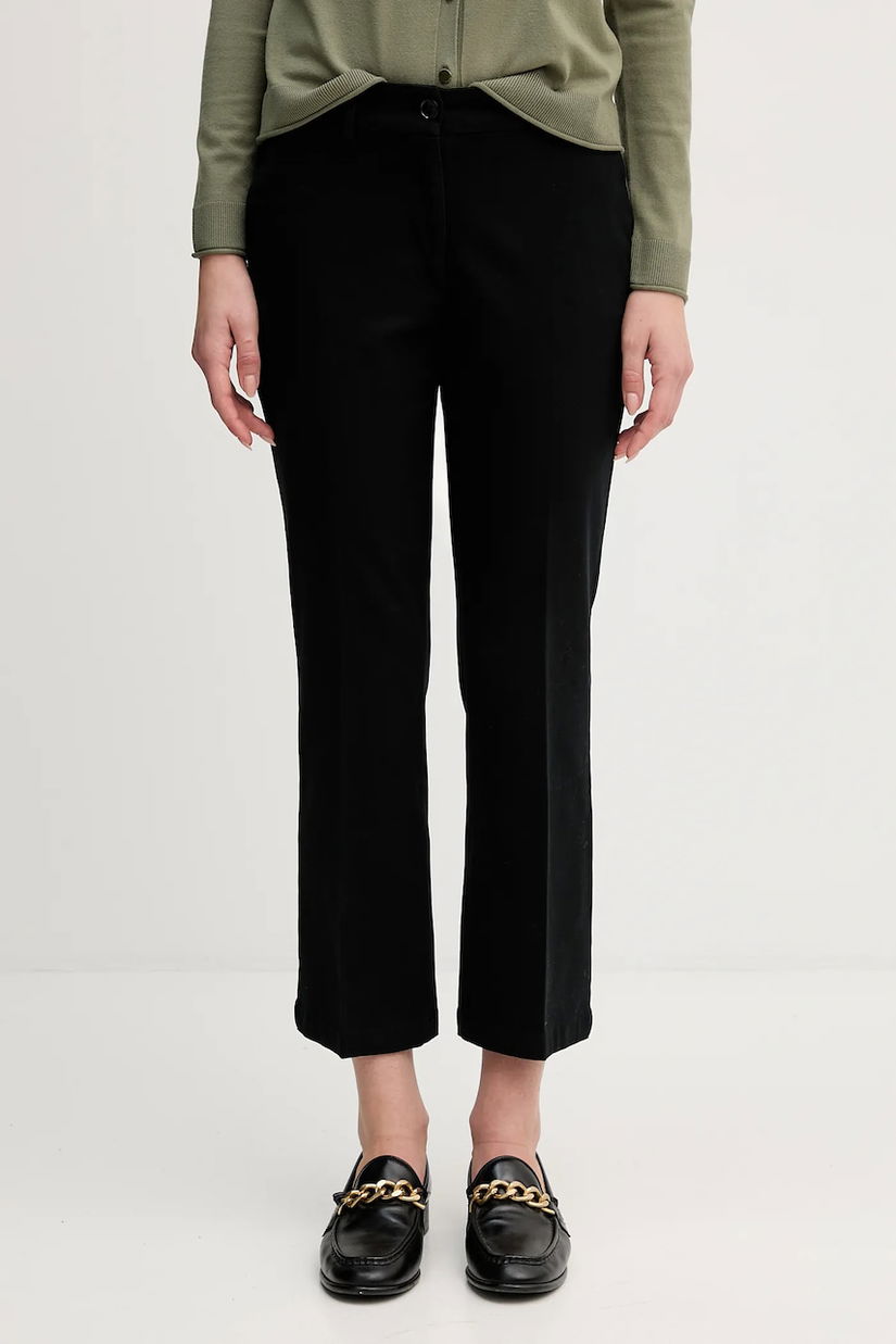 Sisley pantaloni culoarea negru, drept, medium waist