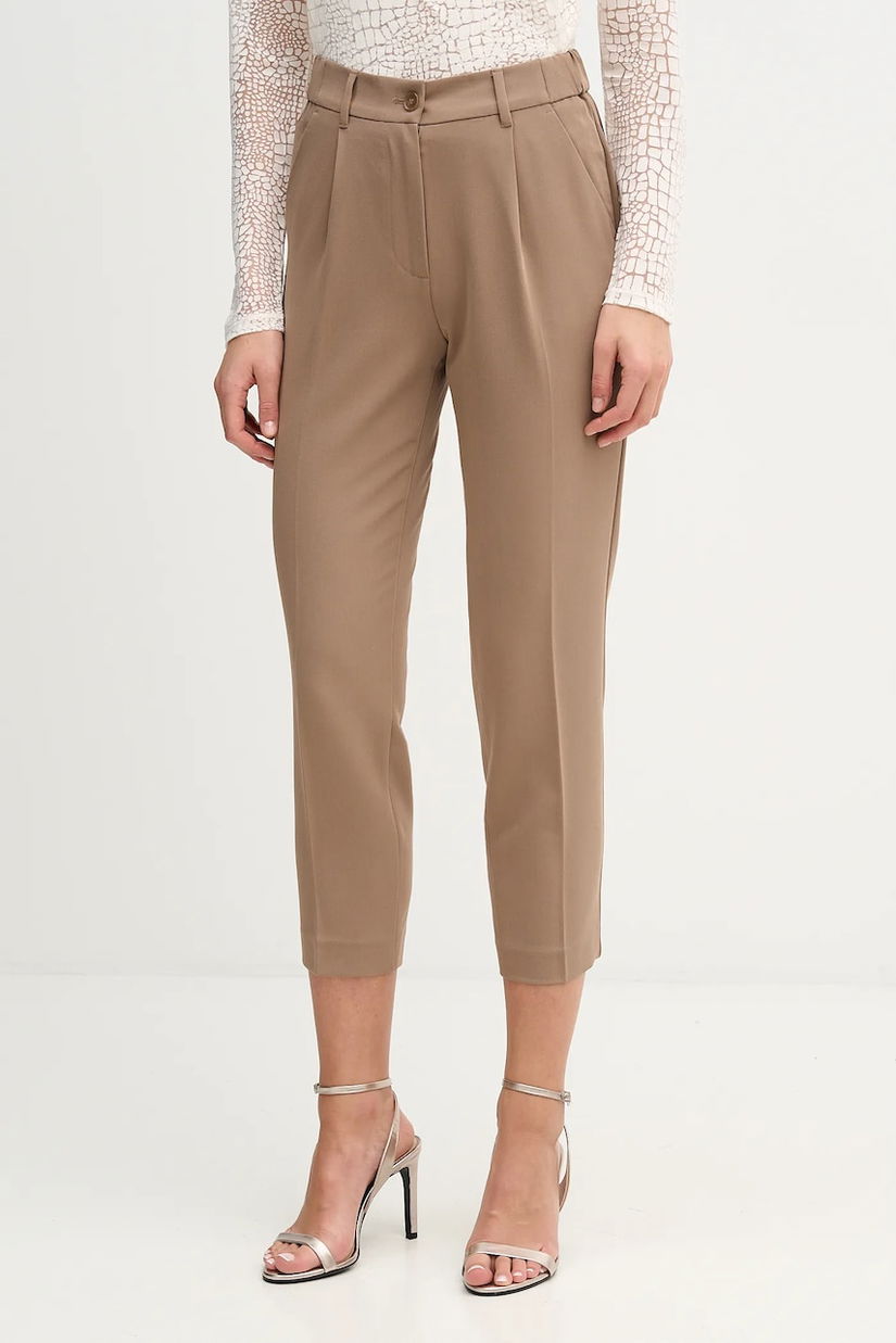 Sisley pantaloni culoarea negru, drept, high waist