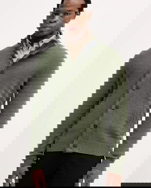 Barbour cardigan din lana culoarea gri