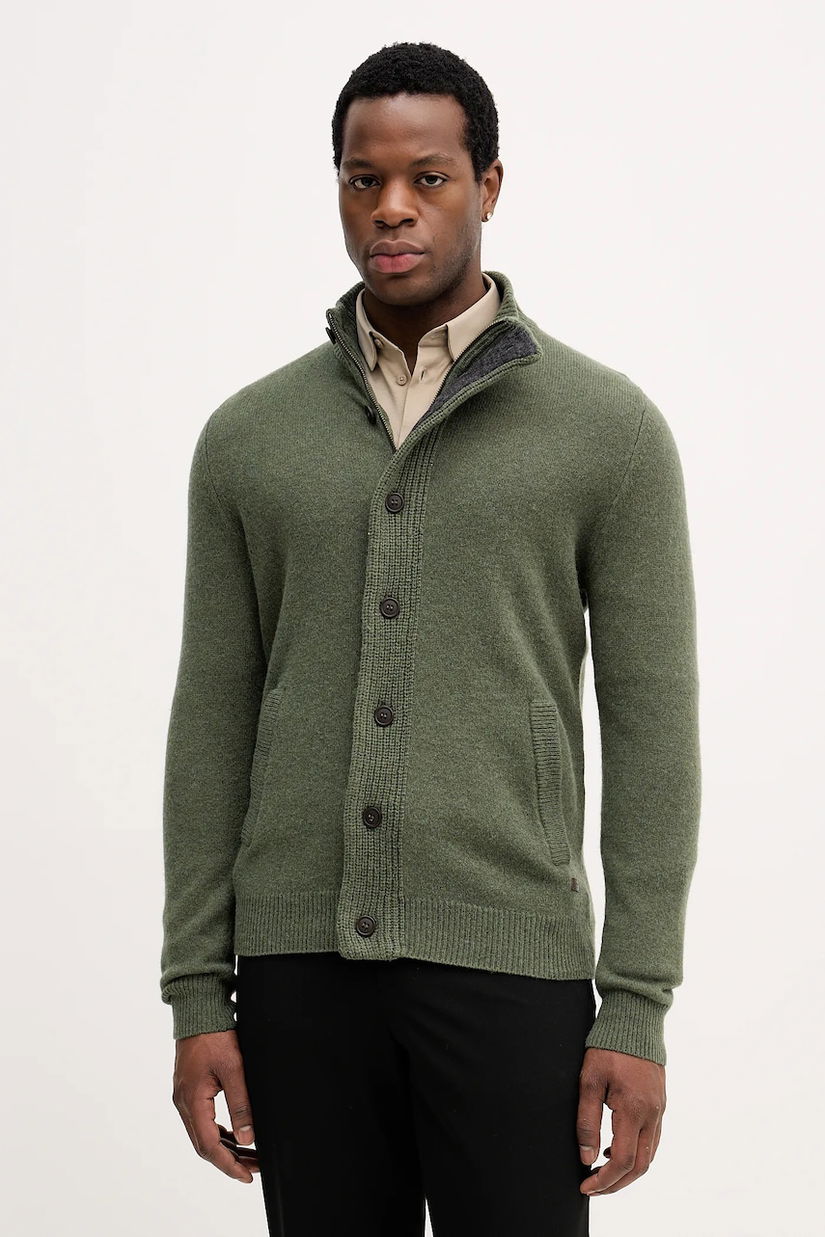 Barbour cardigan din lana culoarea gri