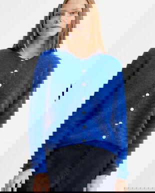 American Vintage cardigan din lână GILET ML COL ROND culoarea gri, VITO19E