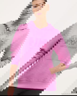 Helly Hansen hanorac de bumbac HH LOGO 2.0 femei, culoarea violet, cu glugă, cu imprimeu, 34460