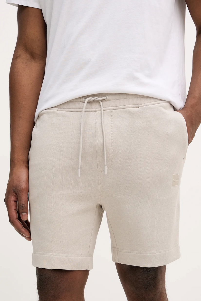 BOSS Orange pantaloni scurti din bumbac culoarea turcoaz, melanj