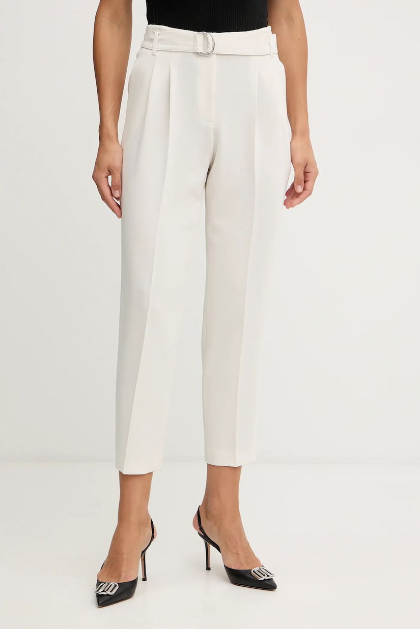 BOSS pantaloni culoarea roz, drept, high waist, 50490037