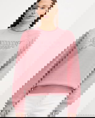 Tommy Jeans bluză culoarea portocaliu, cu imprimeu, DW0DW21196