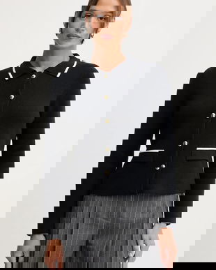 Barbour cardigan din bumbac COLLEEN culoarea bleumarin, LKN1668