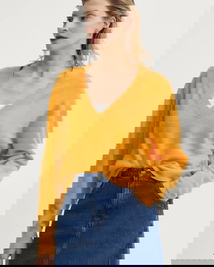 American Vintage pulover de lana femei, culoarea portocaliu, RAX18AE25