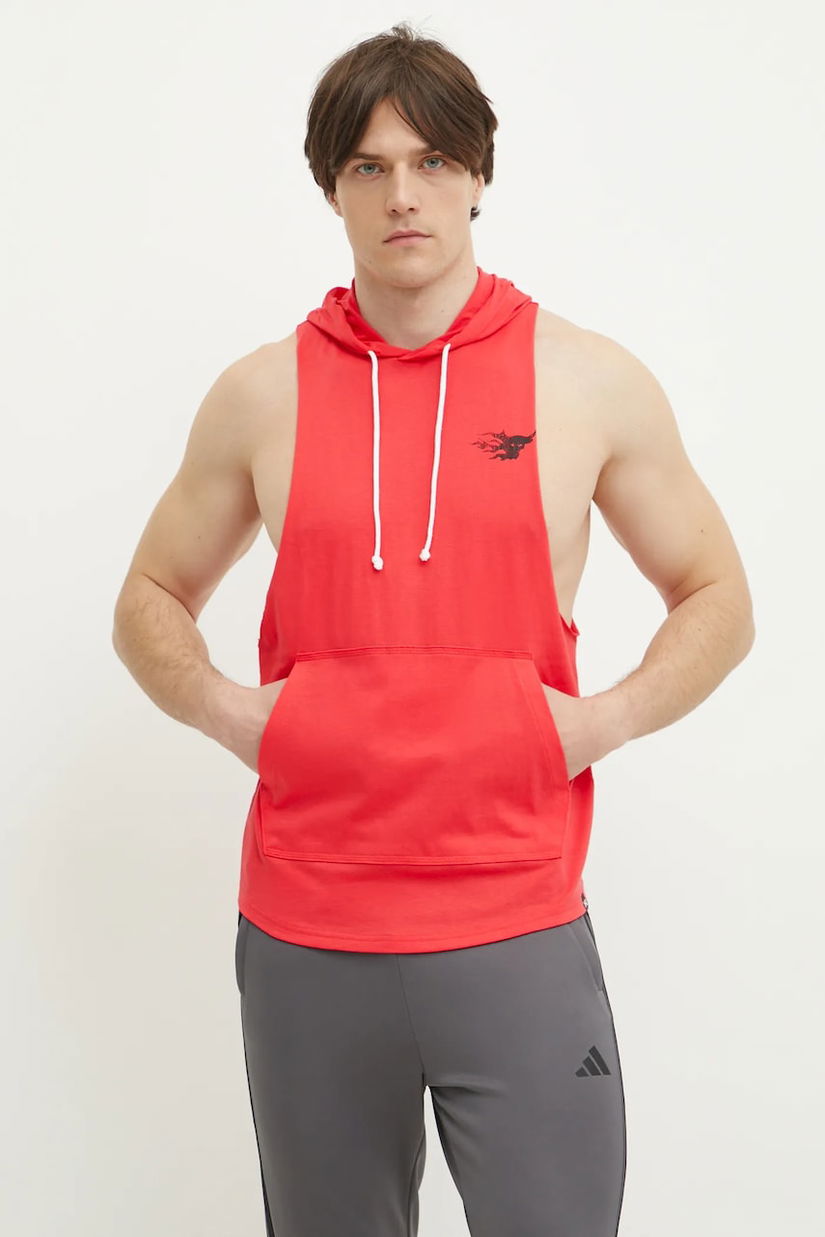 Under Armour hanorac de antrenament Project Rock culoarea roz, cu glugă, neted, 1389947