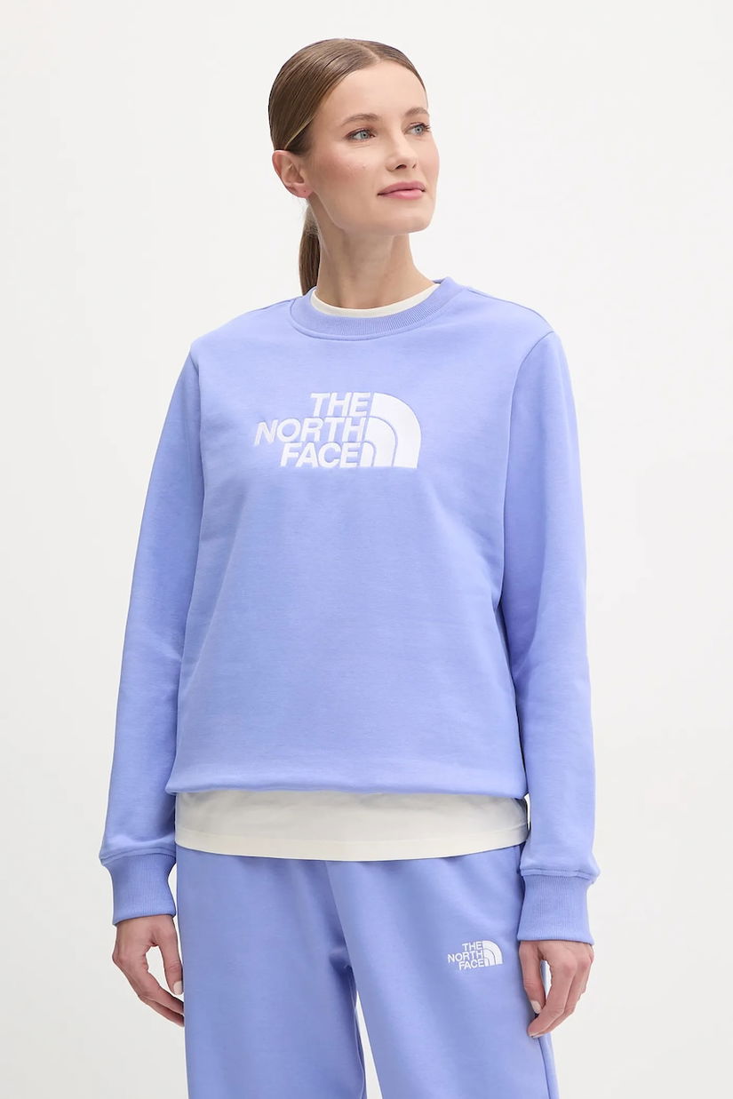 The North Face bluza Drew Peak femei, culoarea violet, cu imprimeu, NF0A89EF7UH1
