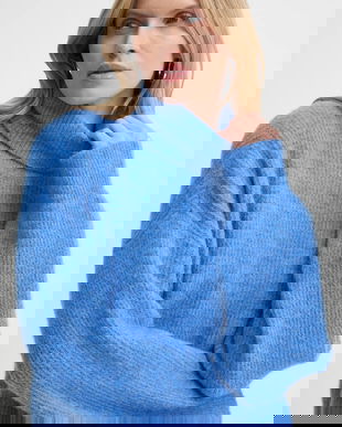 Gestuz pulover femei, culoarea violet, cu guler, 10909446