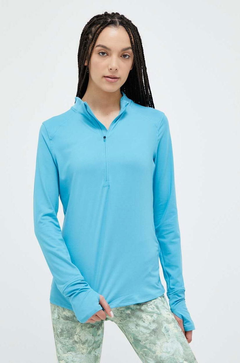 Under Armour hanorac de jogging Qualifier Run 2.0 culoarea turcoaz, neted