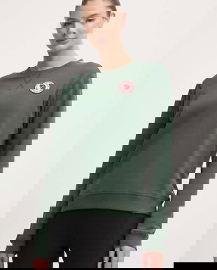 Fjallraven hanorac de bumbac 1960 Logo Badge Sweater femei, culoarea verde, cu imprimeu  F87230