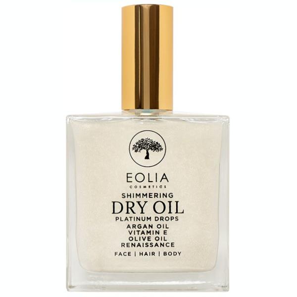 Ulei Uscat Stralucitor pentru Corp, Fata si Par - Eolia Cosmetics Shimmering Dry Oil Platinum Drops Renaissance, 100 ml