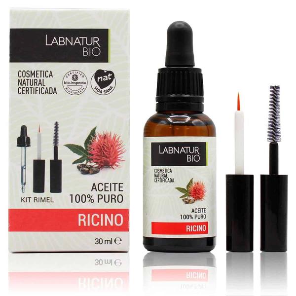 Ulei de Ricin 100% Pur + Kit pentru Gene si Sprancene - LabNatur Aceite 100% Puro Ricino Kit Rimel, 30 ml