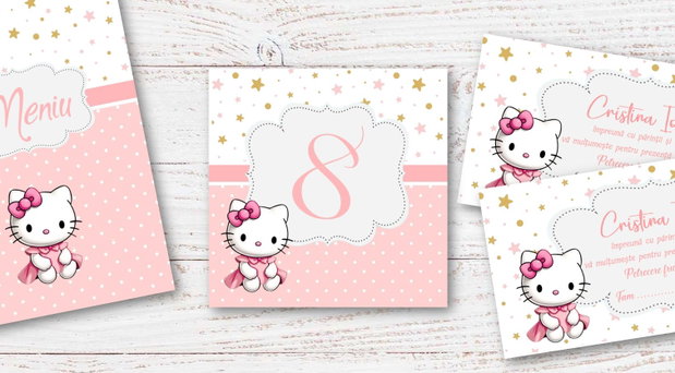 Numere masă botez fetițe Hello Kitty