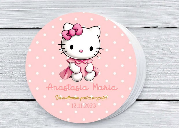 Etichete marturii botez Hello Kitty