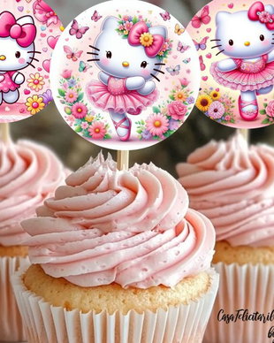 Toppere pentru prăjituri  Hello Kitty, aniversări fetițe