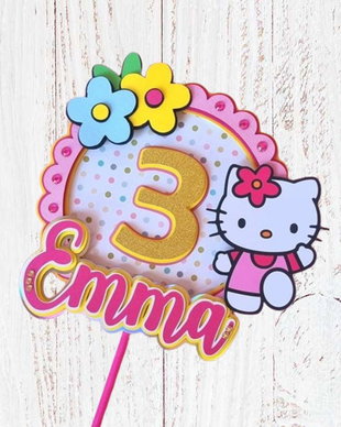 Topper tort Hello Kitty personalizat