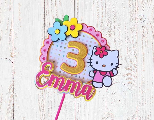 Topper tort Hello Kitty personalizat