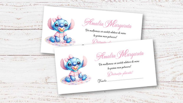 Plicuri bani botez fetițe Stitch
