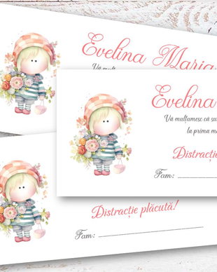 Plic de bani botez Fetiță cu floricele