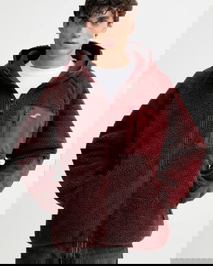 Dickies hanorac fleece culoarea roșu, cu glugă, uni, DK0A87NV