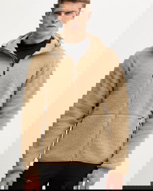 Haglöfs hanorac fleece Funäs culoarea verde, cu glugă, uni, 607817