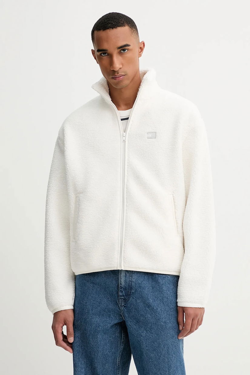 Tommy Jeans bluză culoarea bej, cu imprimeu, DM0DM22078