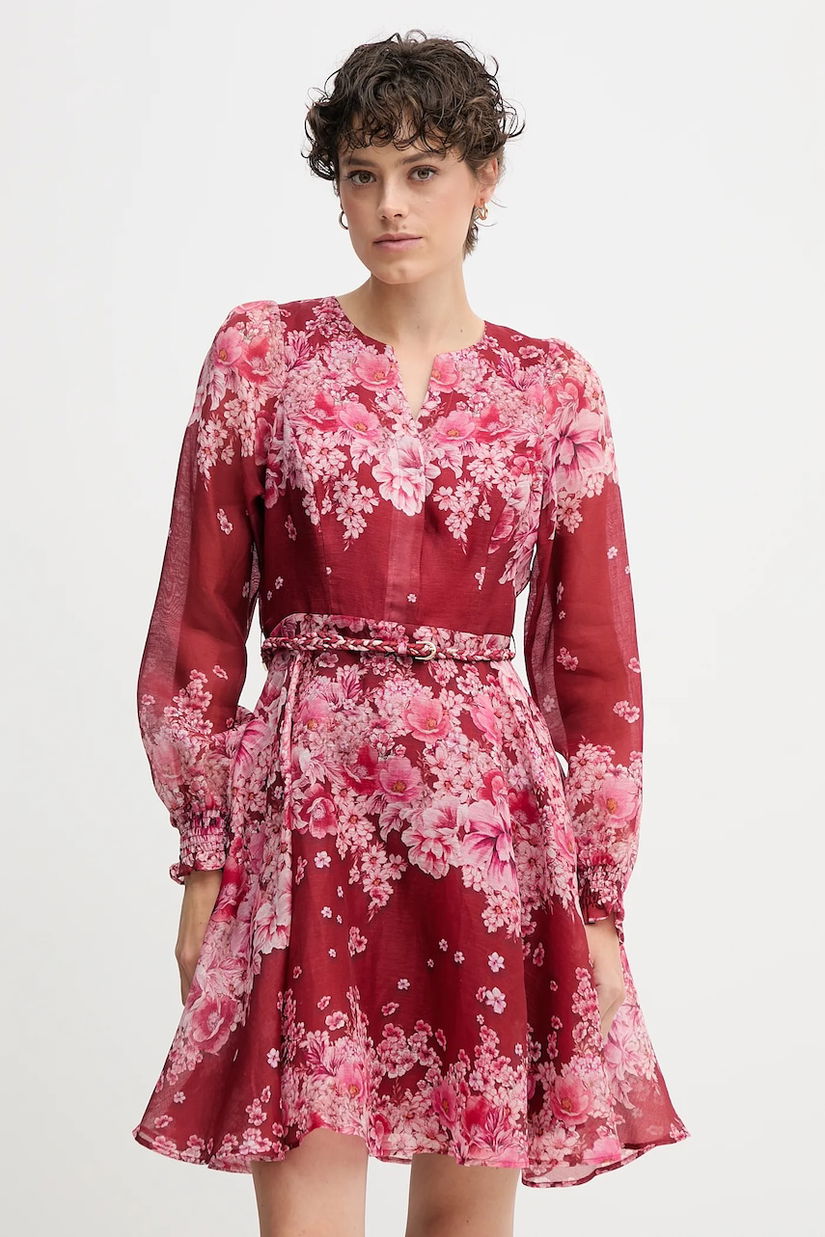 Hale BOB rochie din mătase culoarea bordo, mini, evazați, 58YZ670A