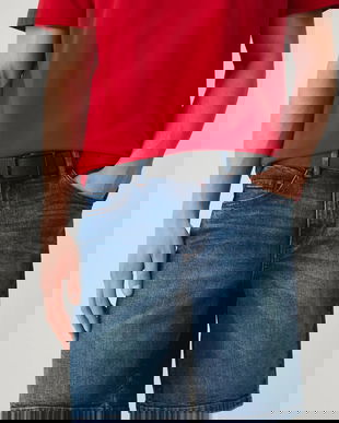 Medicine pantaloni scurti jeans culoarea albastru marin