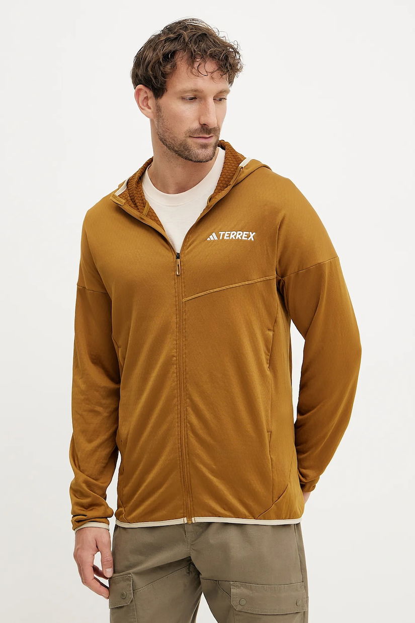 adidas TERREX hanorac Xperior culoarea verde, cu glugă, neted, JC9607