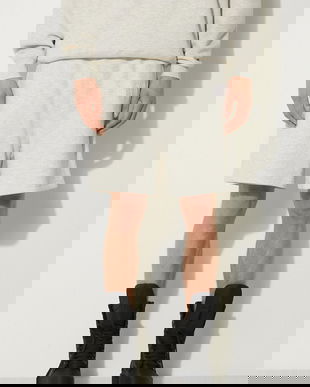 Awake NY pantaloni scurti din bumbac Awake Sweatshort culoarea gri, melanj, SP24-PA006