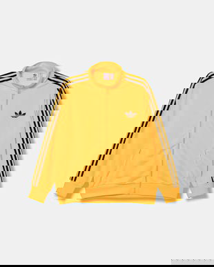 adidas Originals bluză Firebird culoarea portocaliu, cu imprimeu, JX7862