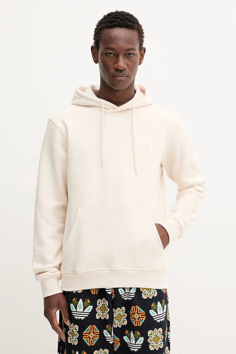 adidas Originals bluză Essentials culoarea bej, cu glugă, uni, HZ3598