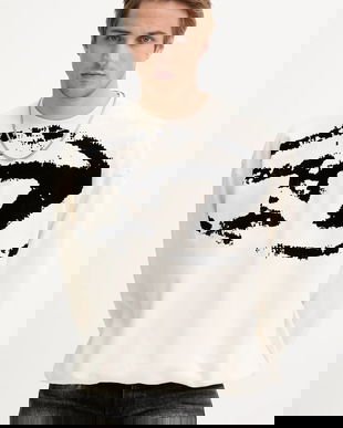 Diesel hanorac de bumbac S-BOXT-N5 culoarea bej, cu imprimeu, A13051.0DQAK