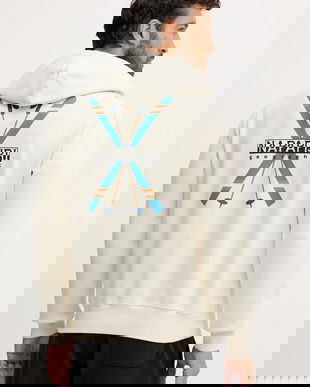 Napapijri bluza B-Fiemme culoarea bej, cu glugă, cu imprimeu, NP0A88SAN1J1