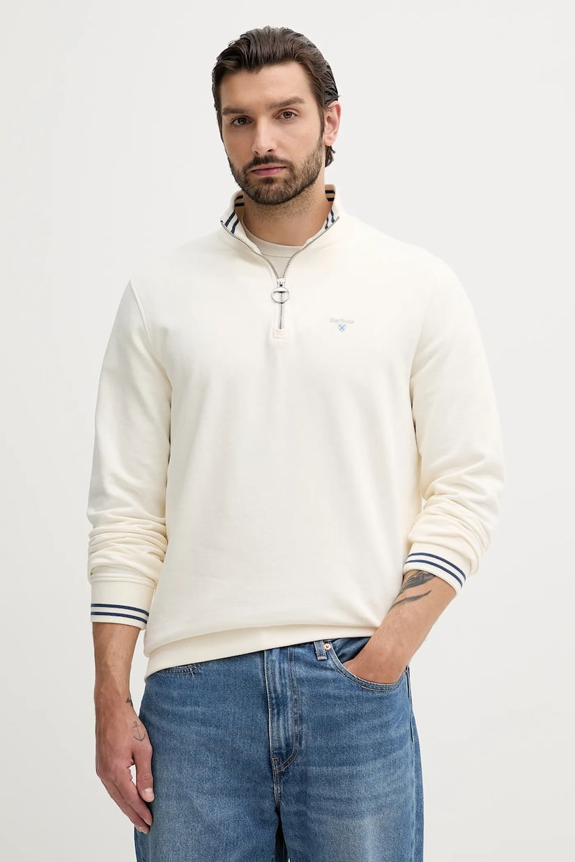 Barbour hanorac de bumbac ROSFORD culoarea bej, neted, MOL0701